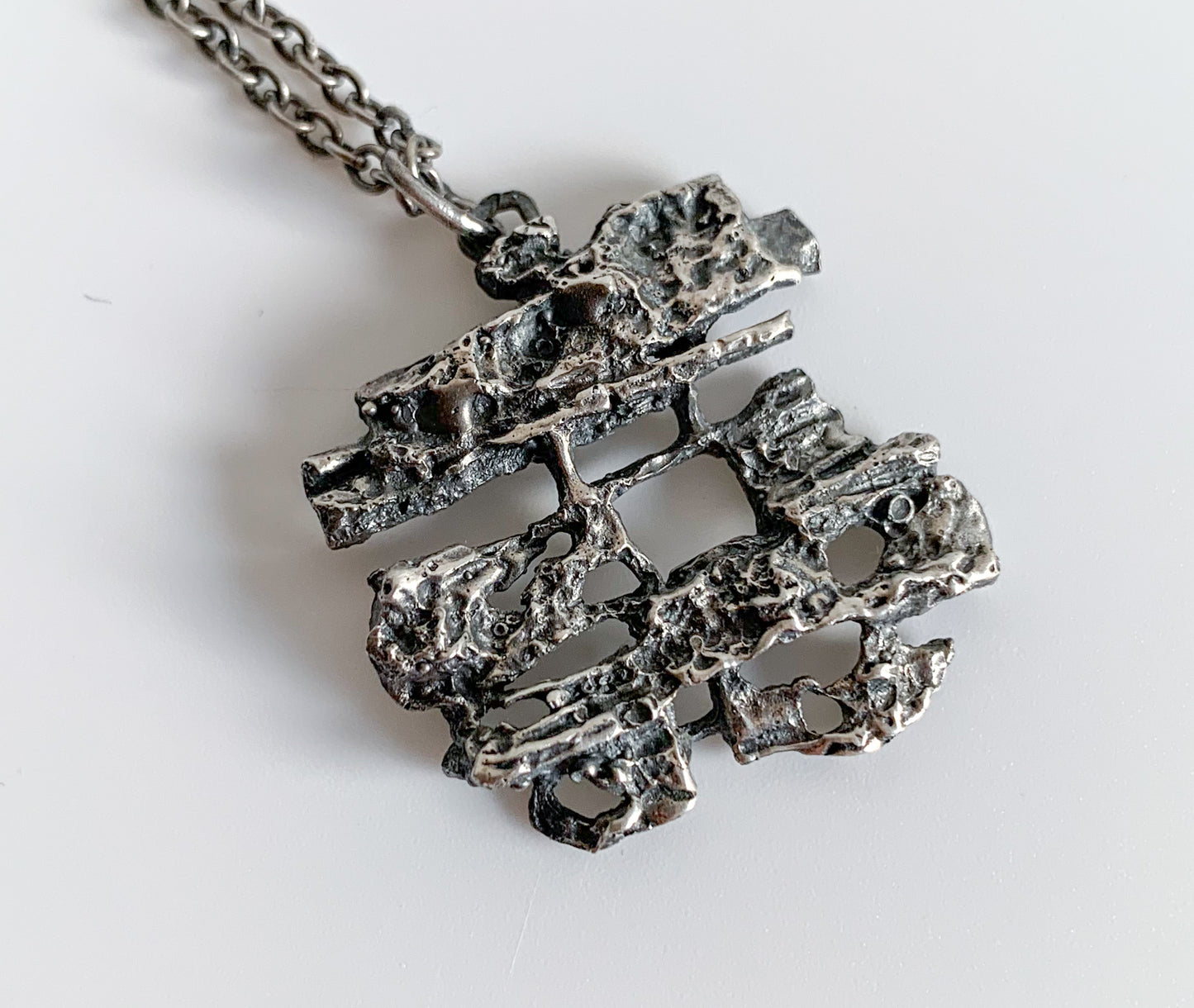 Brutalist Silver Lattice Pendant | Finland, 1970s