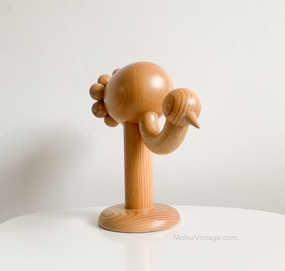 Crane wooden sculpture by Kaija Aarikka