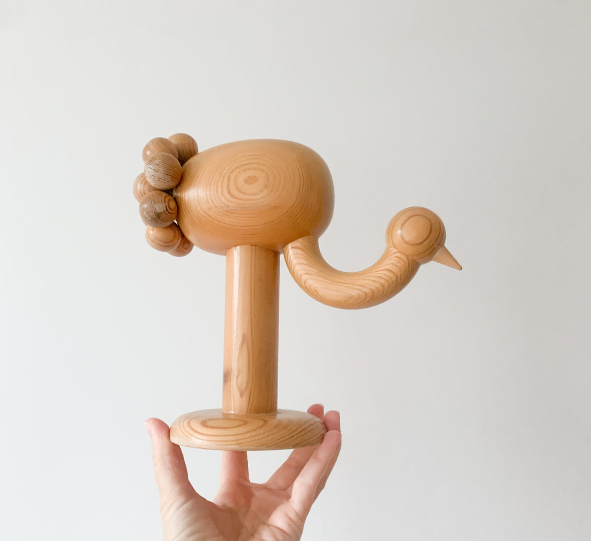 Crane wooden sculpture by Kaija Aarikka