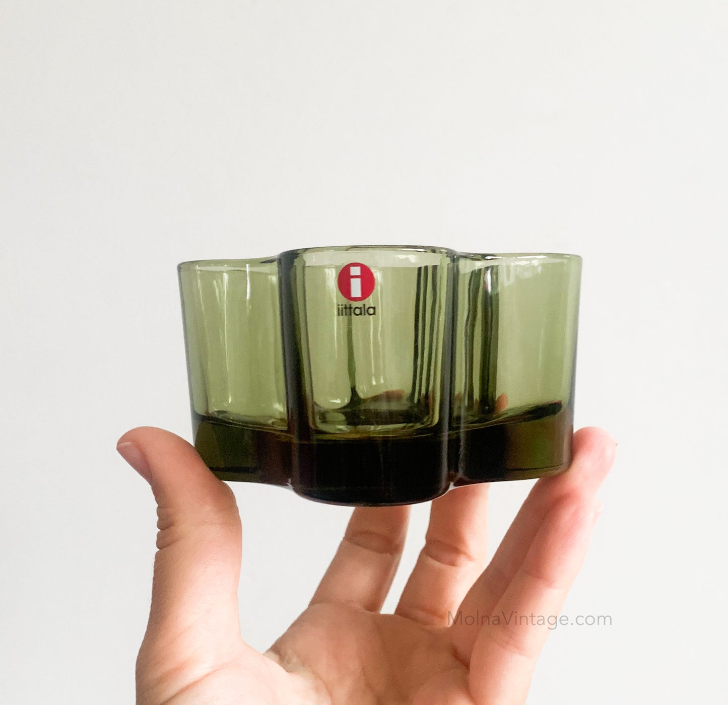 Aalto moss green candle holder | Iittala