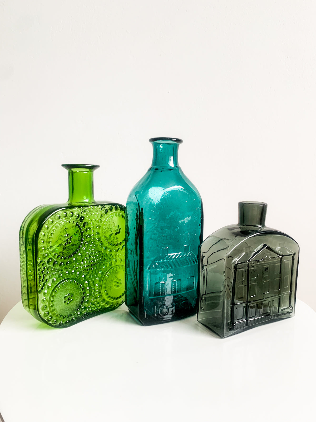 Nanny Still, Riihimäki | Grapponia Green Art Glass Vase Bottle