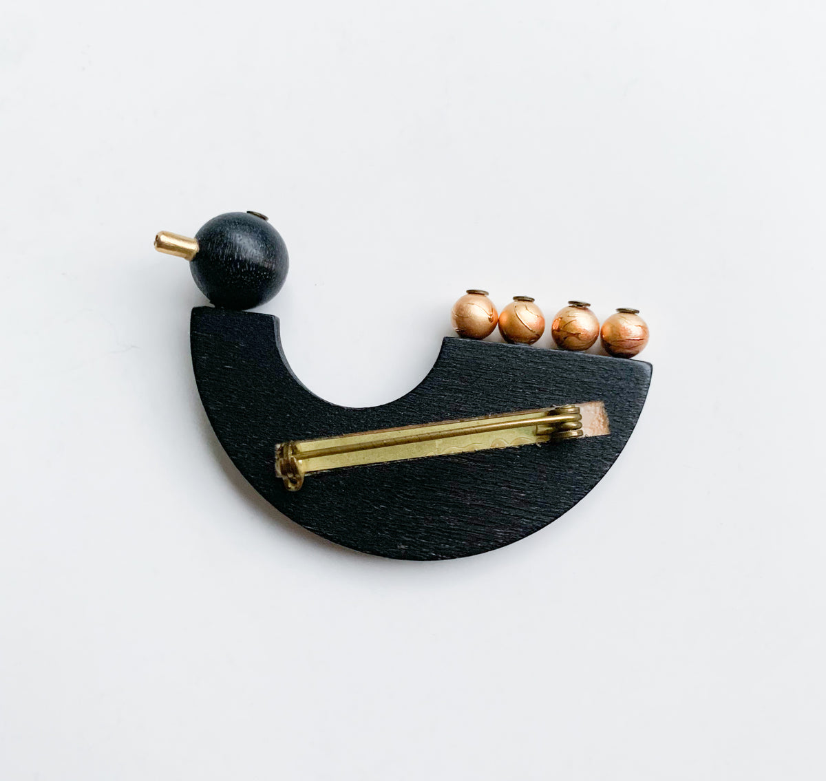 Aarikka Helmilintu Black Wooden Brooch