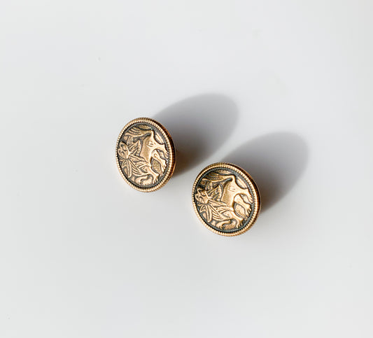 Kalevala Koru Aurinkoleijona Earrings |Vintage Bronze Jewelry | Molna Vintage