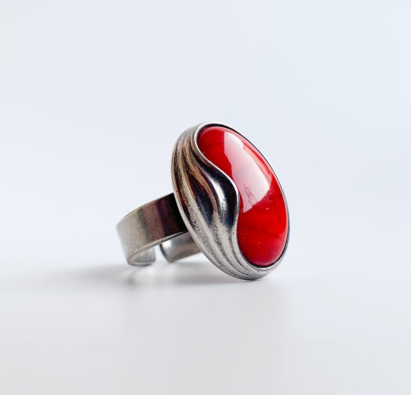 Kalevala Koru Silver ring 925 | Red Enamel Jewelry | Molna vintage