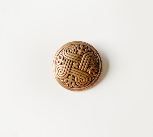 Large Bronze Brooch Hannunvaakuna | Kalevala Koru Finland | Molna Vintage