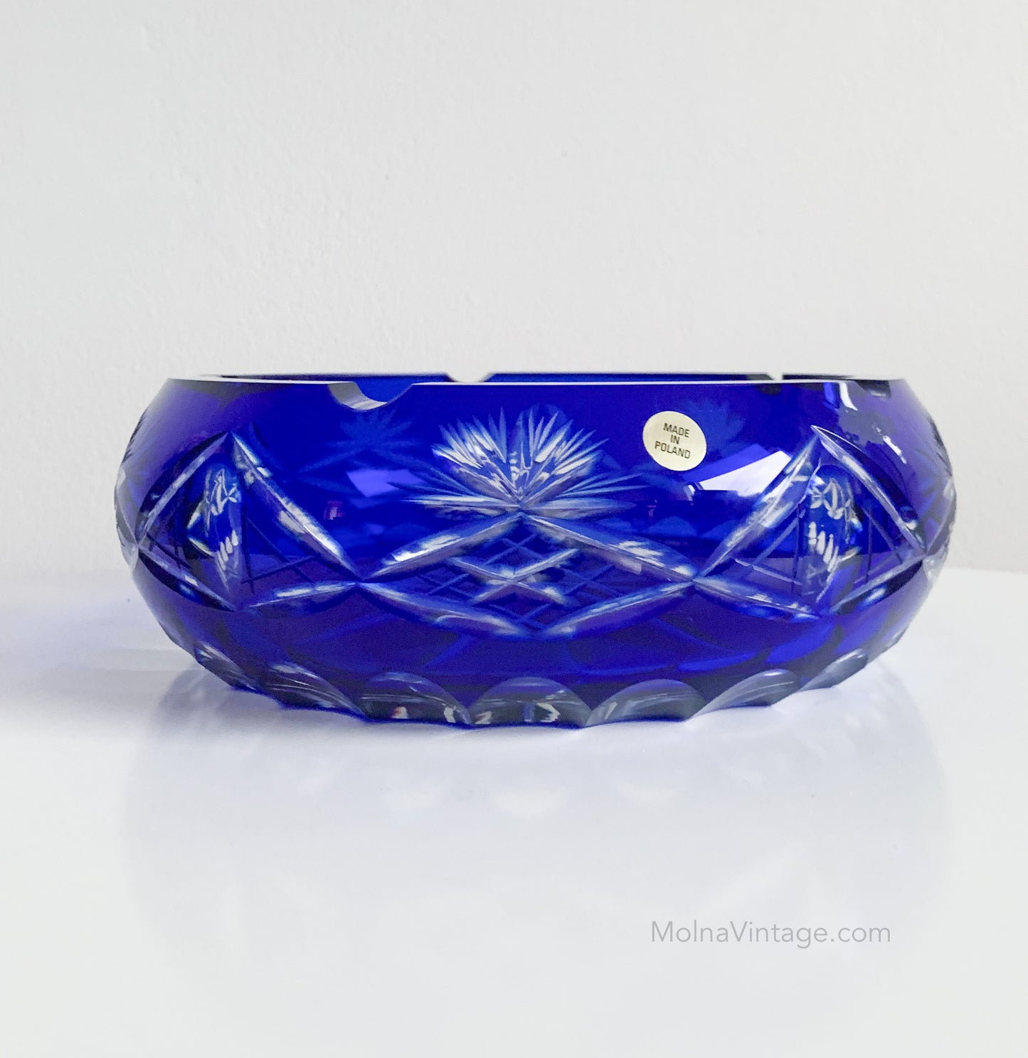 Overlay Cut Crystal Bowl | Made in Poland | Molna Vintage
