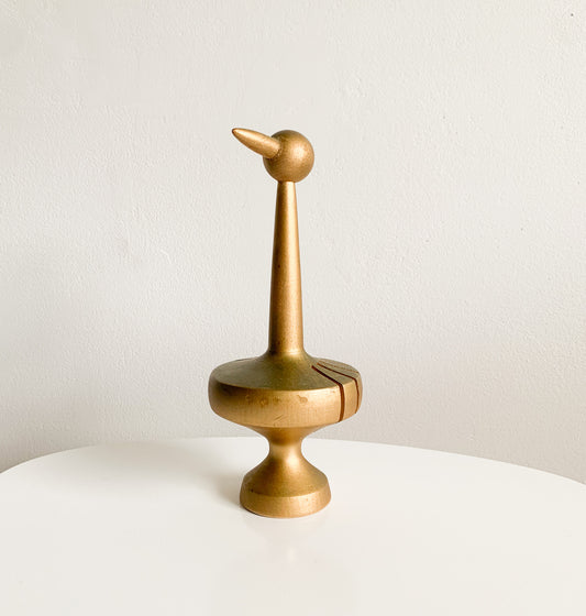 Paavo Asikainen | Golden Wooden Figurine Bird Napkin Holder | Molna Vintage