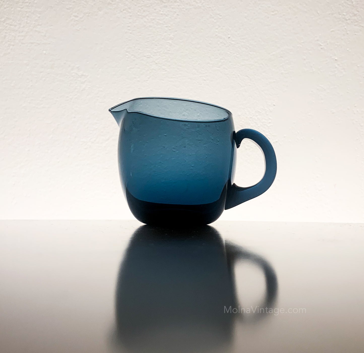 Petrol Blue Glass Creamer | Tapio Wirkkala Iittala | Molna Vintage