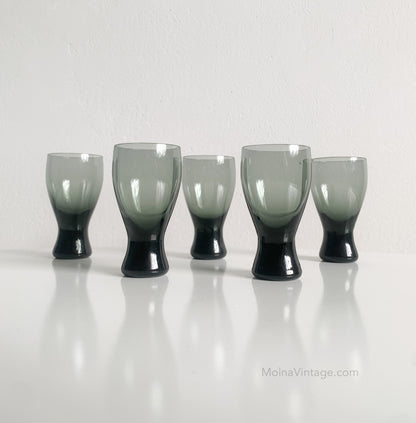 Pingviini Glasses Set Grey Glass | Helena Tynell Riihimaen lasi | Molna Vintage
