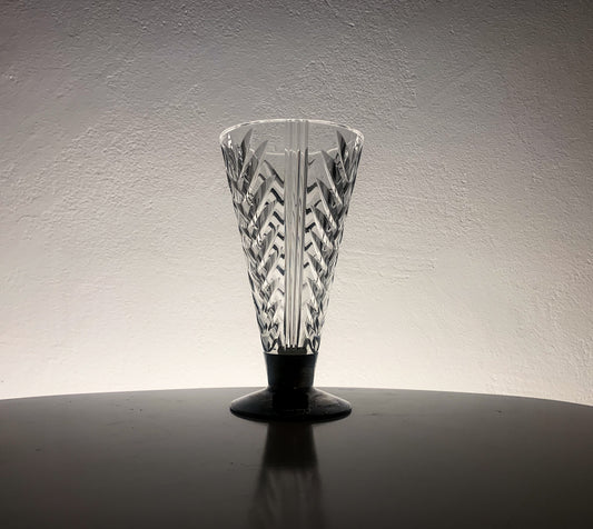 Saara Hopea Nuutajarvi Vase | Silver Decor Cut Crystal | Molna Vintage