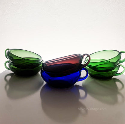 Set 6 glass dessert bowls green amethyst | Sirkku Kumela Lehtonen | Molna Vintage