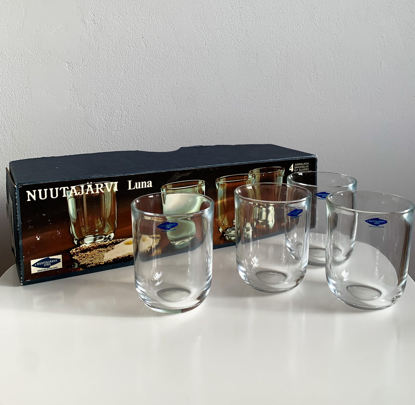 Set clear glasses Nuutajarvi Luna box  4| Kaj Franck | Molna Vintage