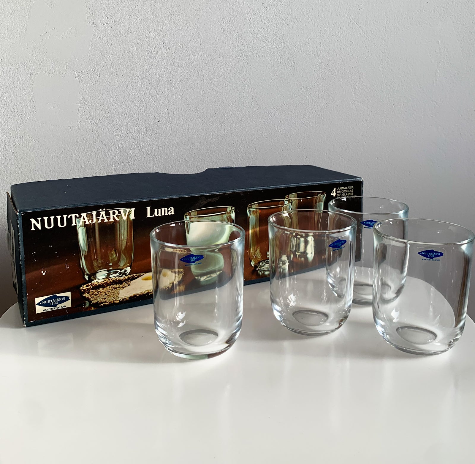 Set clear glasses Nuutajarvi Luna box  4| Kaj Franck | Molna Vintage