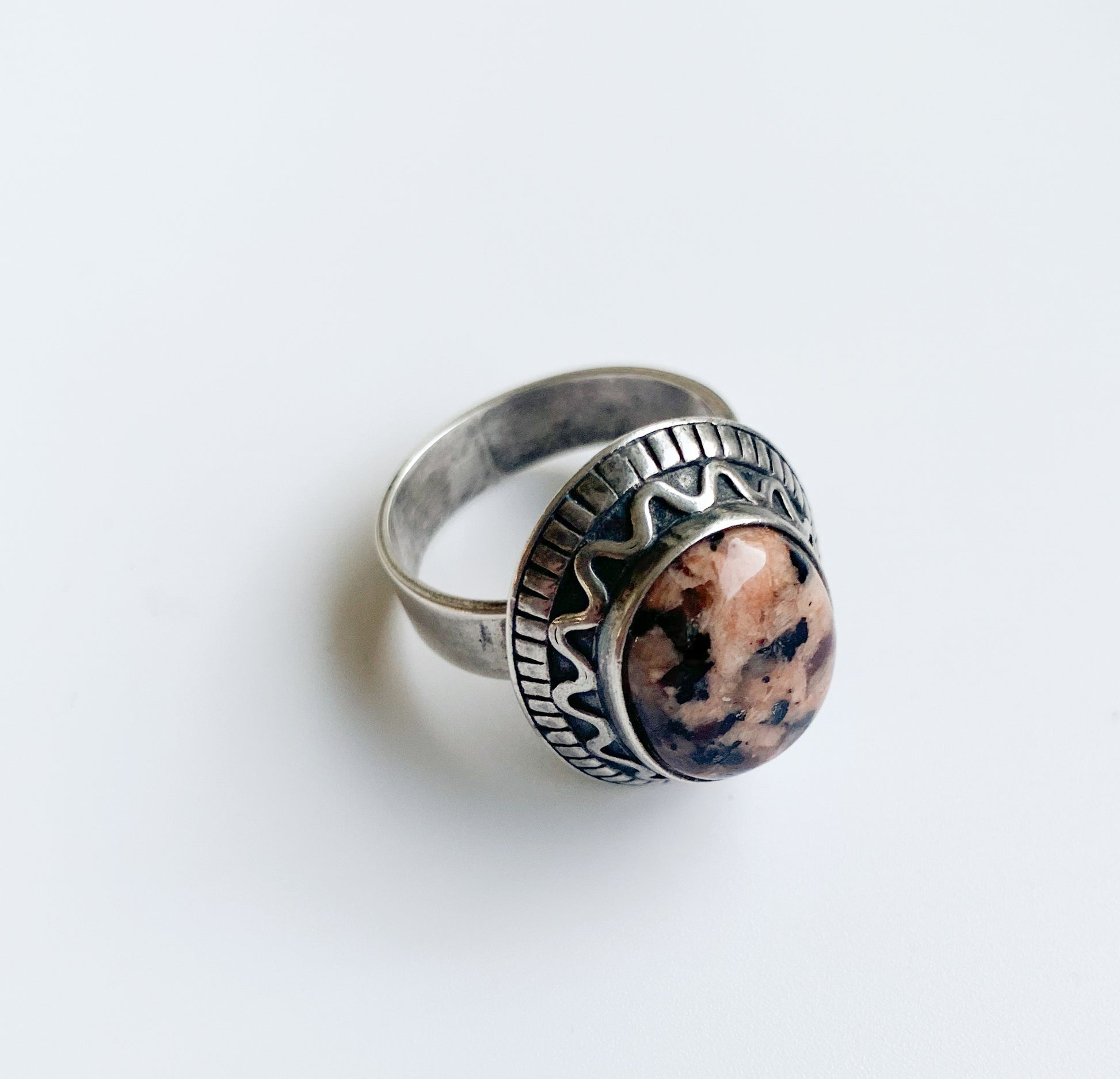 Silver Ring Granite Gem 925 | Kalevala Koru Finland | Molna Vintage