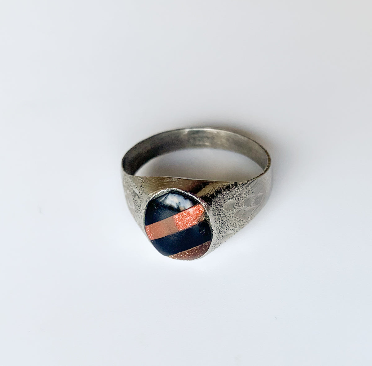 Silver mens Signet Ring | Avventurine Glass | Molna Vintage