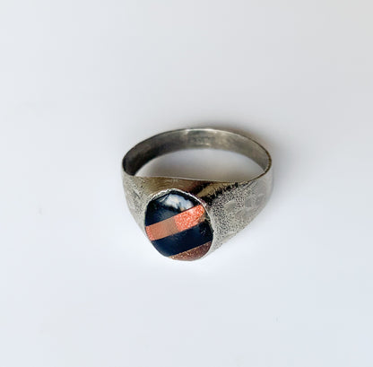 Silver mens Signet Ring | Avventurine Glass | Molna Vintage