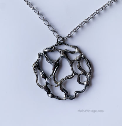 Space Age necklace pendant silver pewter | Molna Vintage