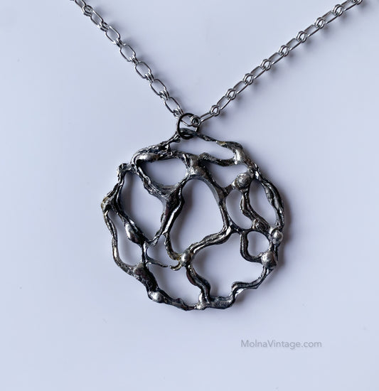 Space Age necklace pendant silver pewter | Molna Vintage