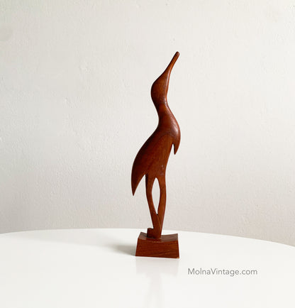 Teak Bird Figurine | Wooden Sculpture Bird | Molna Vintage