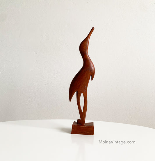 Teak Bird Figurine | Wooden Sculpture Bird | Molna Vintage