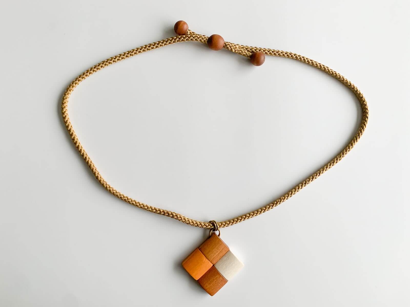 Vintage Aarikka Finland Necklace Wooden Pendant | Molna Vintage