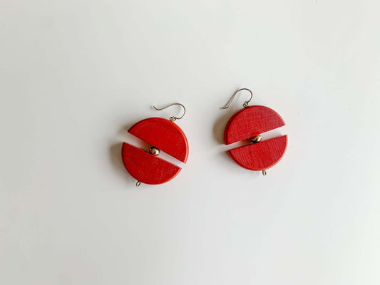 Vintage Aarikka Finland Red Semicircles Earrings | Molna Vintage