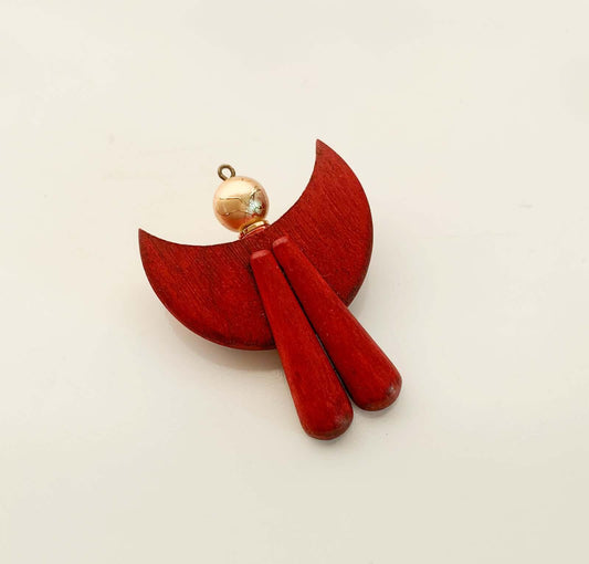 Vintage Aarikka Finland | Wooden Brooch Angel Red | Molna Vintage