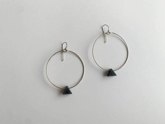 Vintage Aarikka Finland earrings blue wood triangles | Molna Vintage