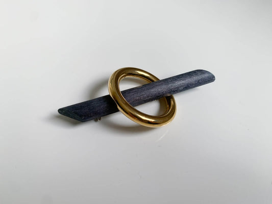 Vintage Aarikka Finland wood metal brooch