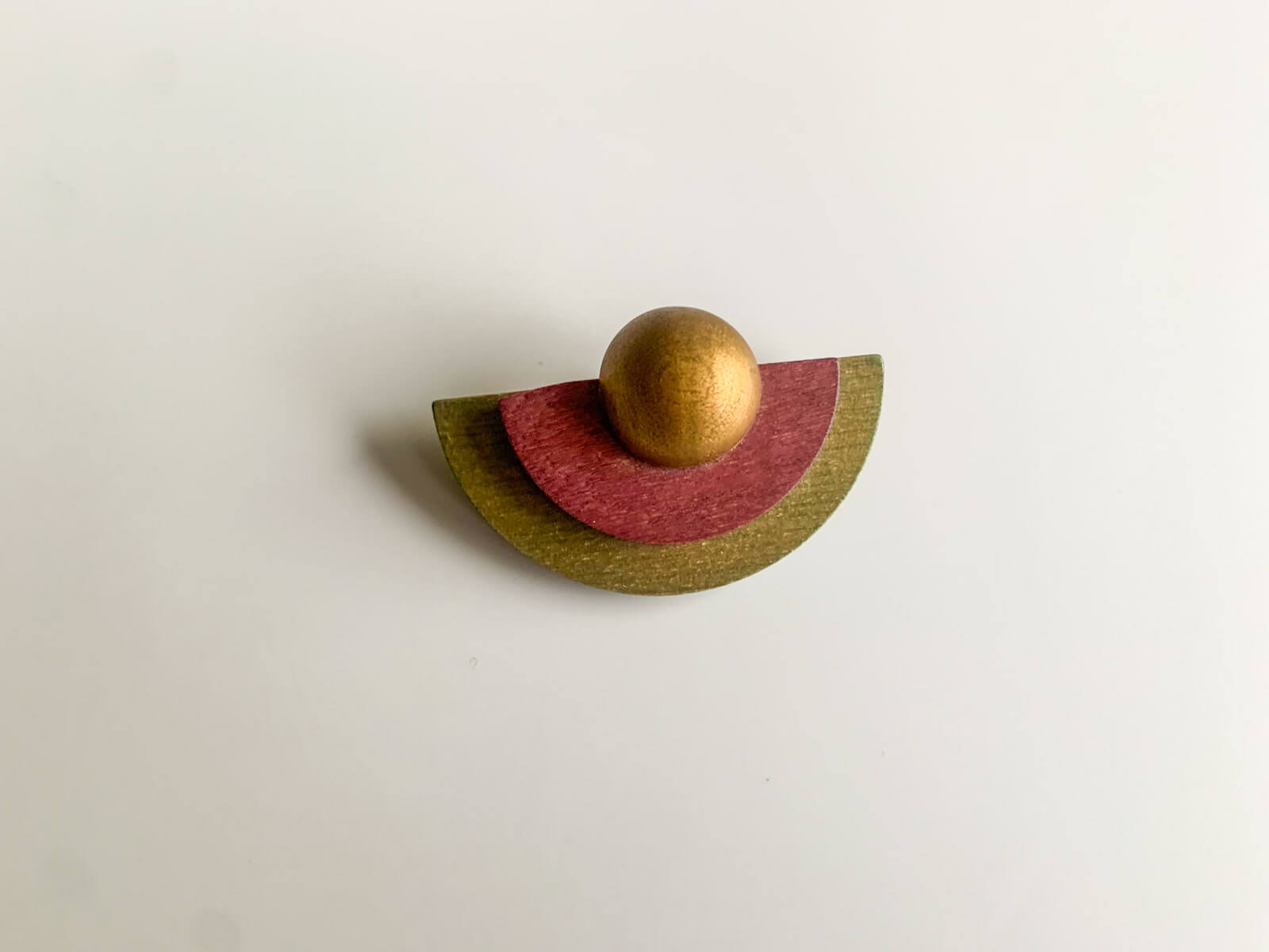 Vintage Aarikka Wooden Brooch Gold Sphere | Molna Vintage