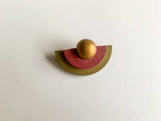 Vintage Aarikka Wooden Brooch Gold Sphere | Molna Vintage