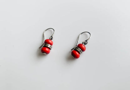 Vintage Aarikka red wood earrings Tamara | Molna Vintage