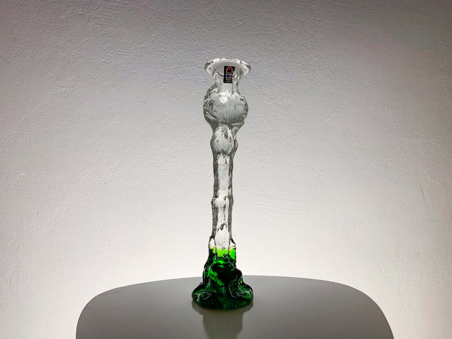 Vintage Art Glass Candleholder Humppila Green| Molna Vintage
