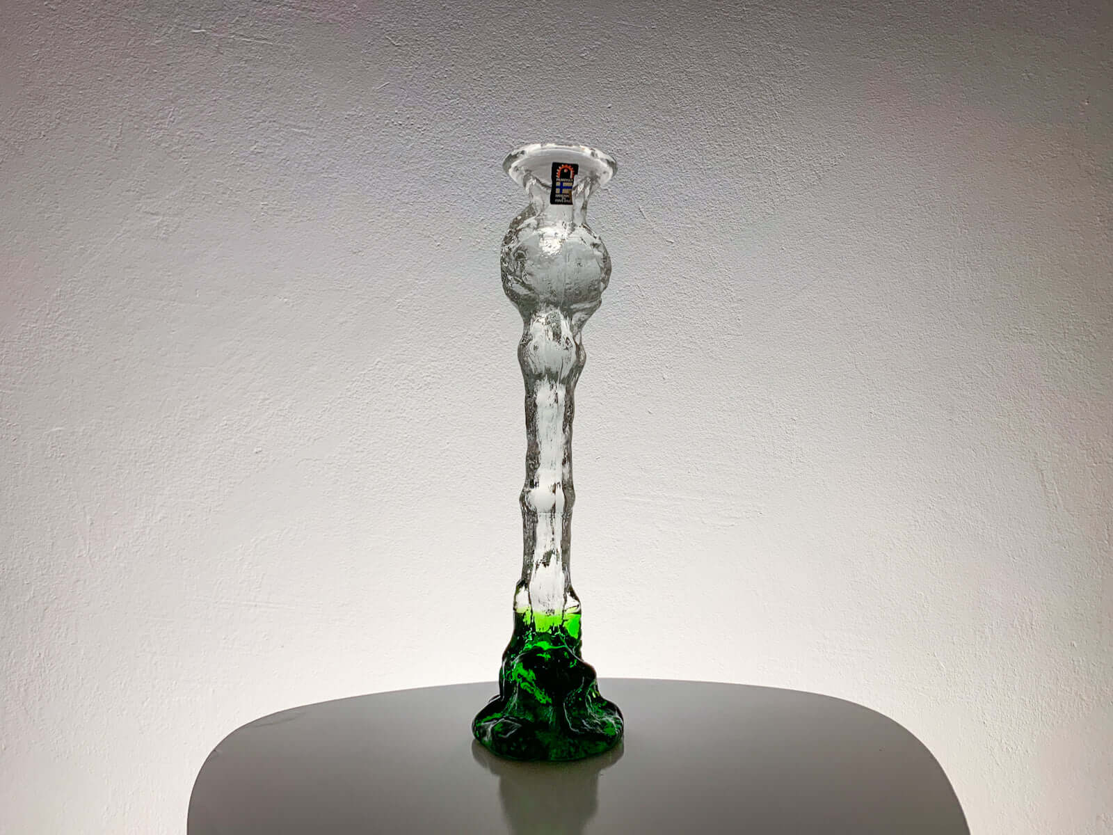 Vintage Art Glass Candleholder Humppila Green| Molna Vintage