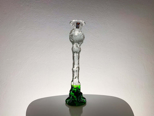 Vintage Art Glass Candleholder Humppila Green| Molna Vintage