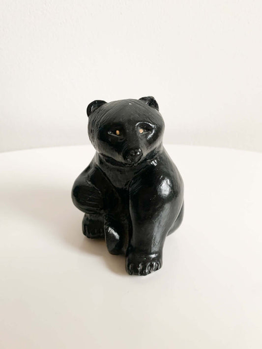 Vintage Black bear figurine | Epoxy Resin Sculpture | Molna Vintage