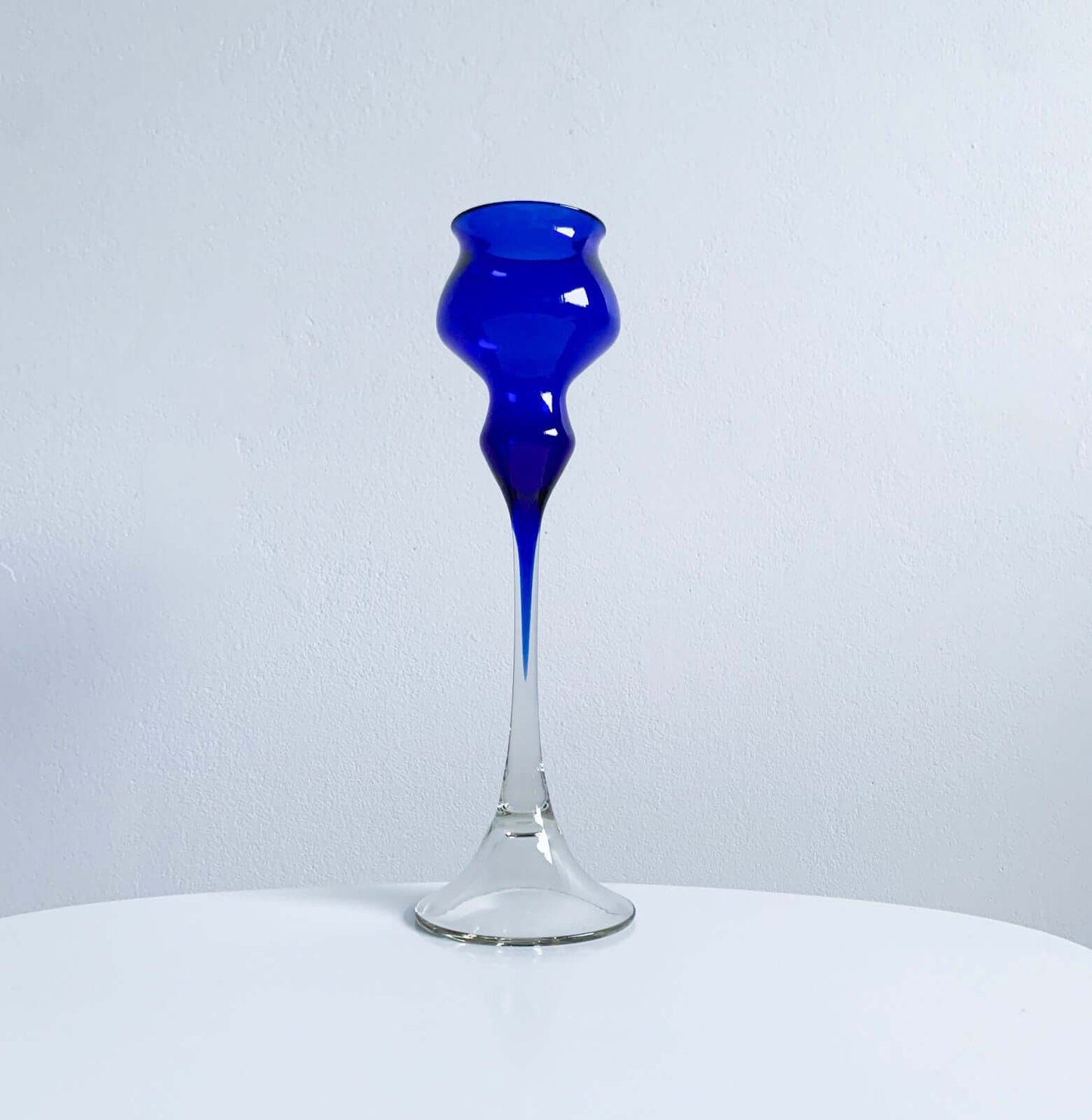 Vintage Blue glass candle holder | Marjut Kumela Finland | Molna Vintage 