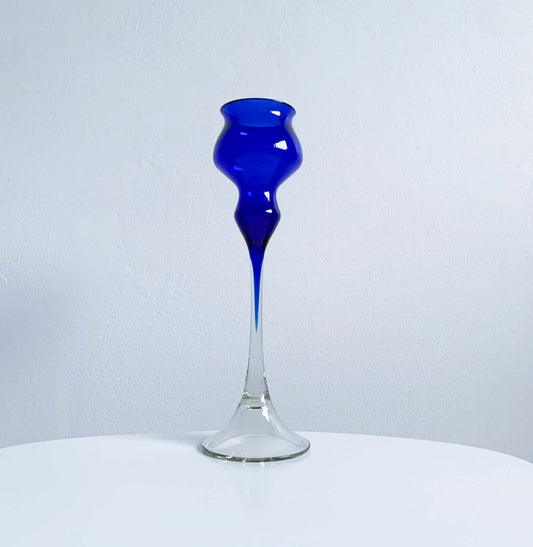 Vintage Blue glass candle holder | Marjut Kumela Finland | Molna Vintage 