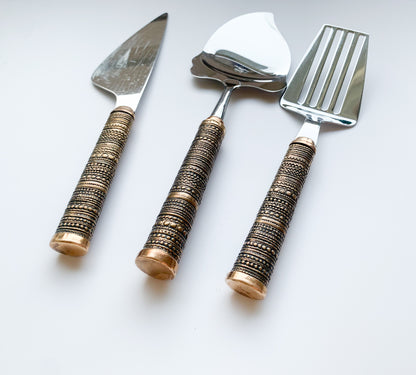 Vintage Bronze Jorma Laine | Utensil Set Cheese Knife Hackman | Molna Vintage