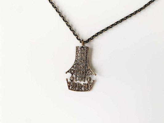 Vintage Bronze Longship Pendant Necklace | Molna Vintage