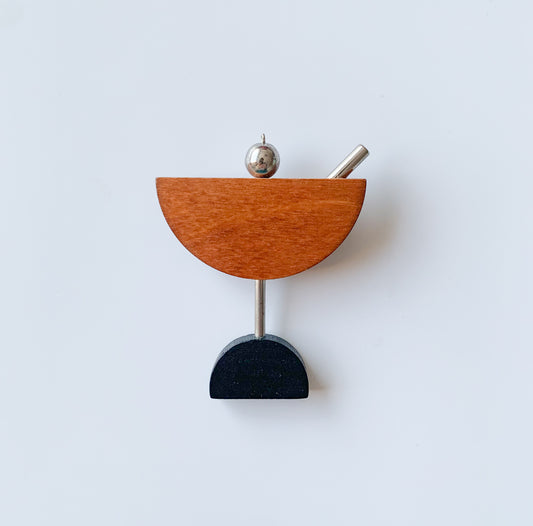 Vintage Brooch Cocktail | Aarikka Finland Wood Jewelry | Molna Vintage