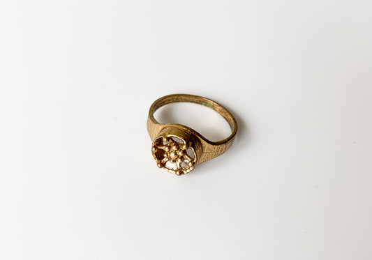 Vintage Brutalist Ring Brass Flower | Molna Vintage