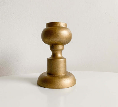 Vintage Candle Holder Gold Finish | Aarikka Finland Wooden Decor | Molna Vintage