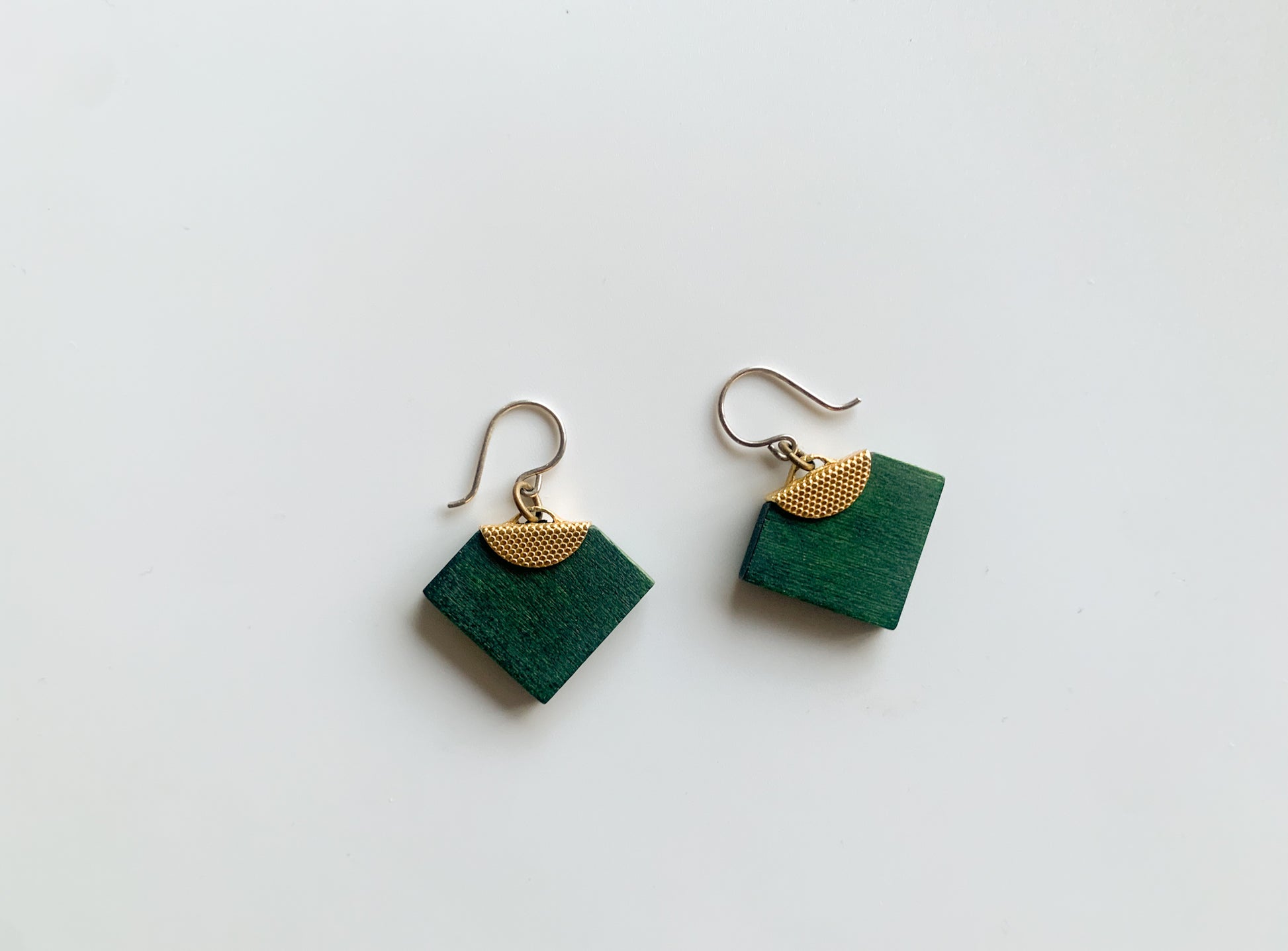 Vintage Earrings Green Brass Aarikka Finland | Molna Vintage