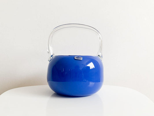 Vintage Nuutajarvi basket vase art glass | Molna Vintage| Finnish Glass 1970s
