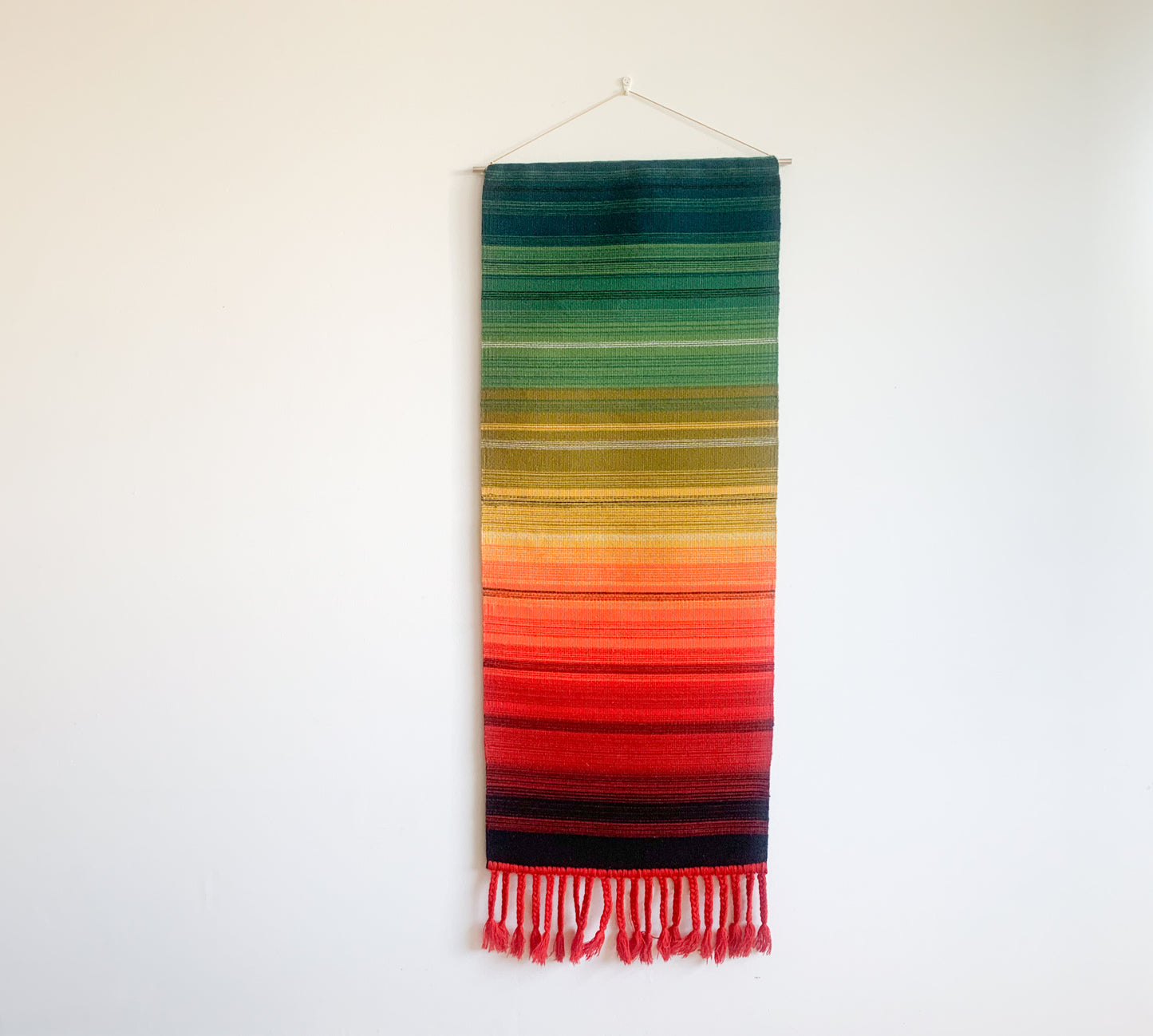 Vintage Raanu | Colorful striped rug gradient from green to red | Molna Vintage