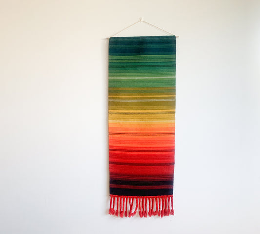 Vintage Raanu | Colorful striped rug gradient from green to red | Molna Vintage