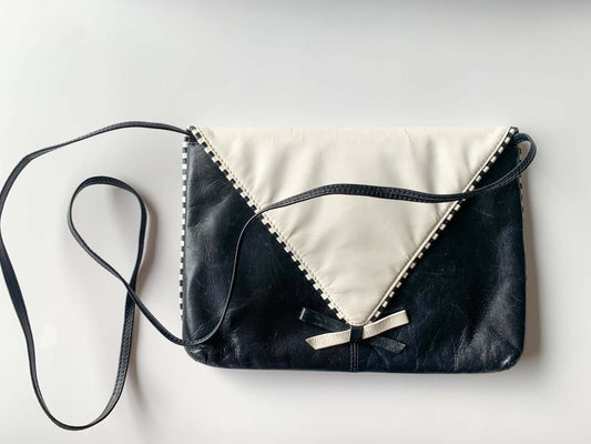 Vintage Rodo Bag White Navy Leather | Italy 1980s | Molna Vintage