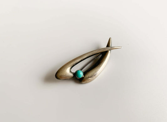 Vintage Silver brooch turquoise gem | Salovaara Finland | Molna Vintage