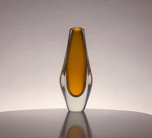 Vintage Vase Sommerso Amber Glass Armando Jacobino Kumela Finland